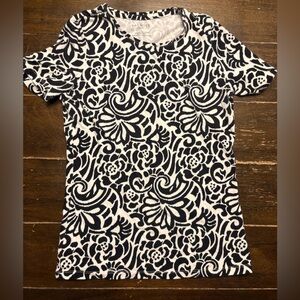 Talbots Black and White Abstract Top
